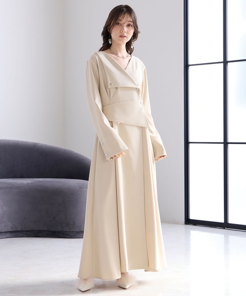 Elishe ワンピース アシメボタンフレアワンピース : ZOZOTOWN Yahoo!店