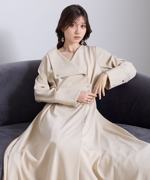 Elishe ワンピース アシメボタンフレアワンピース : ZOZOTOWN Yahoo!店