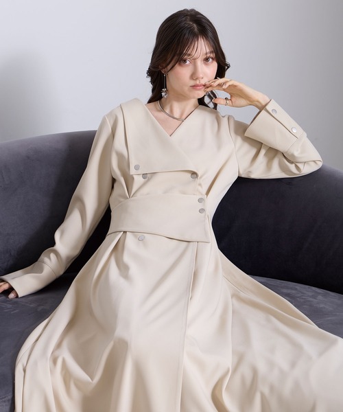 Elishe ワンピース アシメボタンフレアワンピース : ZOZOTOWN Yahoo!店