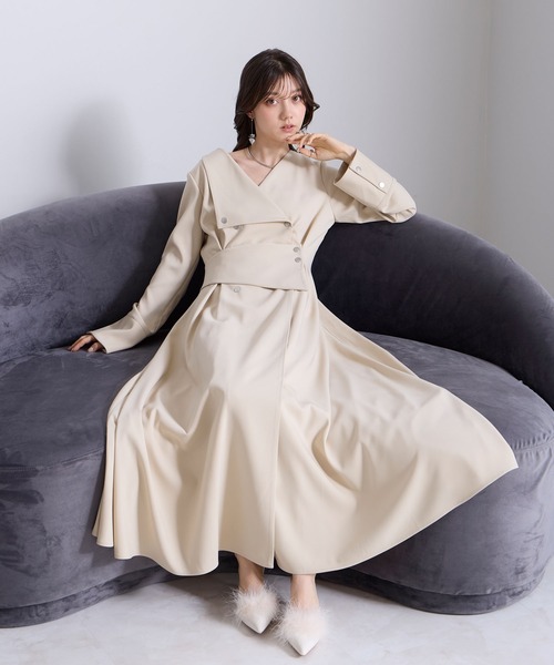 Elishe ワンピース アシメボタンフレアワンピース : ZOZOTOWN Yahoo!店