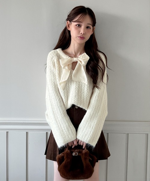 by muni:r ニット セーター 「着用動画あり・2色展開」リボン