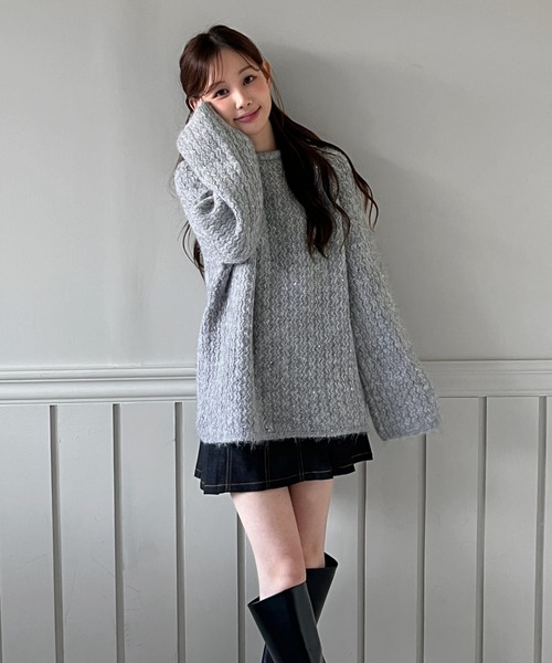 by muni:r ニット セーター 「着用動画あり・2色展開」リボン