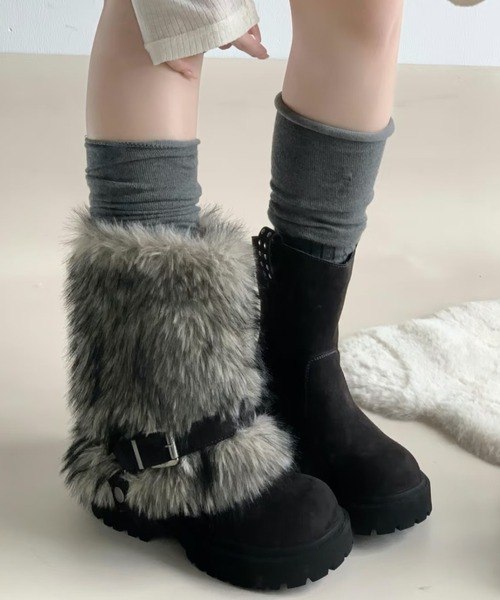 極美品♡dsquared2 ショートブーツ　ベルト　レザー　スウェード　ファー 極美品♡dsquared2 ショートブーツ ベルト レザー スウェード ファー