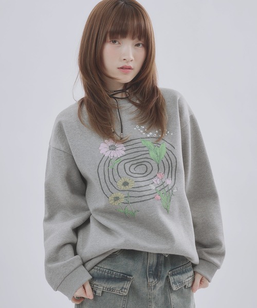 MSGirl トレーナー スウェット フラワーグラフィックスウェット