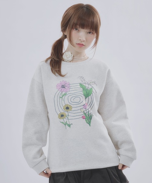 MSGirl トレーナー スウェット フラワーグラフィックスウェット