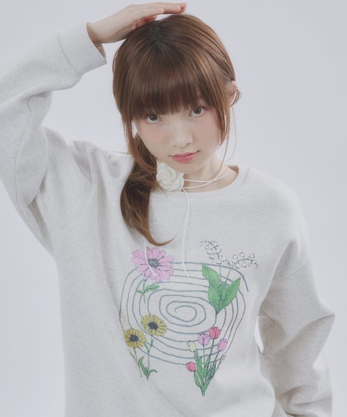 MSGirl トレーナー スウェット フラワーグラフィックスウェット