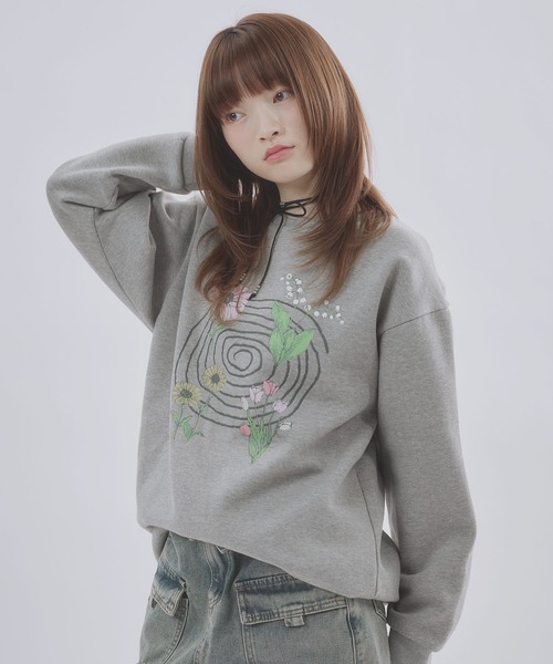 MSGirl トレーナー スウェット フラワーグラフィックスウェット