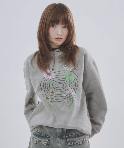 MSGirl トレーナー スウェット フラワーグラフィックスウェット