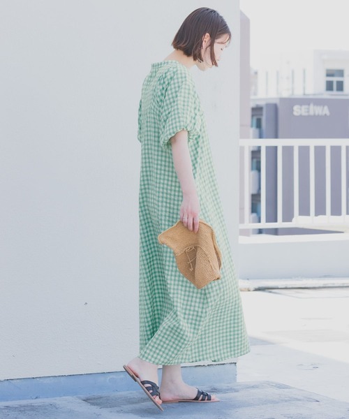 「F by ROSSO」 半袖ワンピース 36 イエロー レディース_画像3