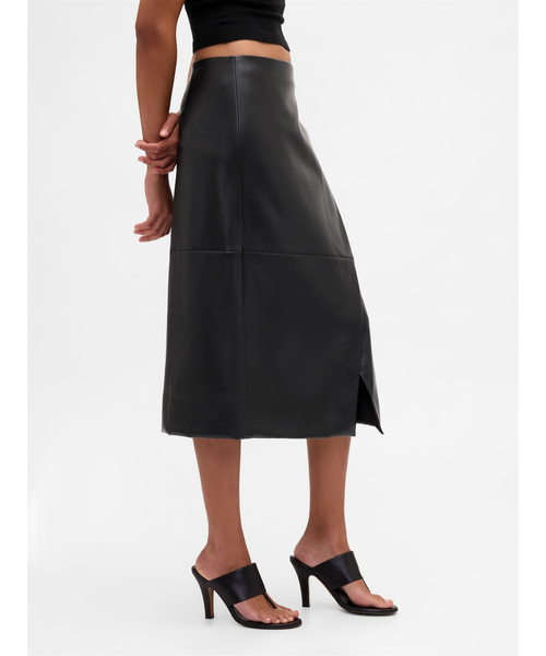 GAP（ギャップ） スカート リサイクル ヴィーガンレザー ミディ ラップ