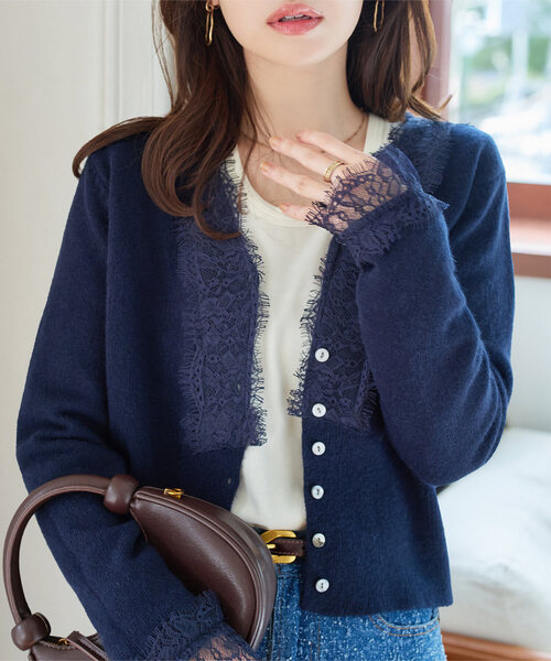 KOBE LETTUCE（神戸レタス） カーディガン Vネックレースニット