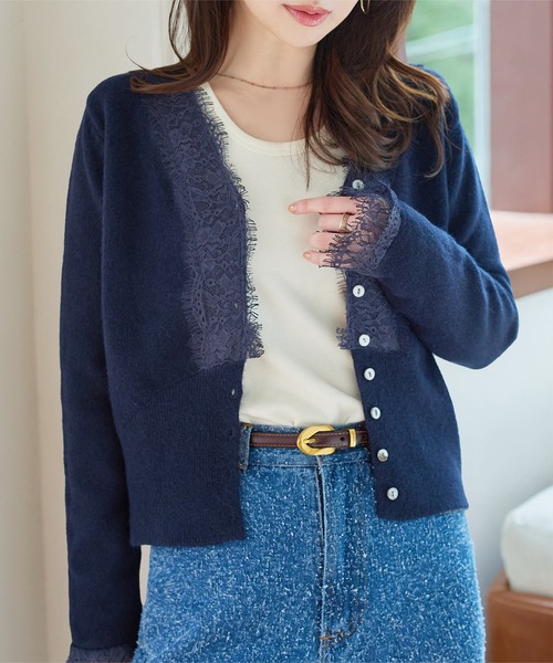 KOBE LETTUCE（神戸レタス） カーディガン Vネックレースニット