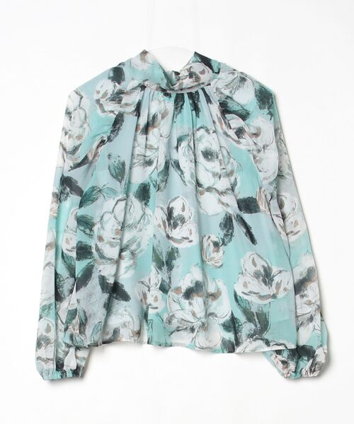 sov. シフォンボウタイブラウス Sov. / フラワーシフォン ボウタイブラウス TOPS Night STORE | ダブル