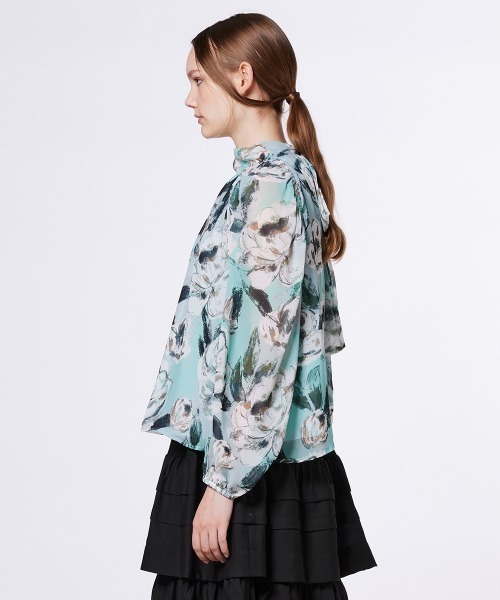 未使用級✨ソブ シフォン フラワーモチーフ ブラウス ボウタイ リボン 25AW 未使用級✨ソブ シフォン フラワーモチーフ ブラウス ボウタイ リボン