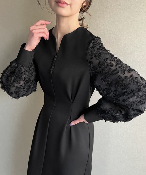 「JUNOAH」 長袖ワンピース X-LARGE ライトベージュ レディース_画像8