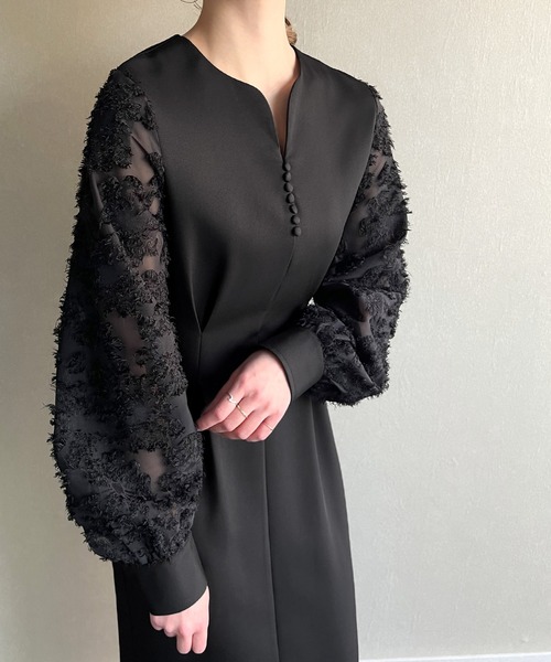 「JUNOAH」 長袖ワンピース X-LARGE ライトベージュ レディース_画像9