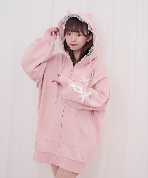 Honey Cinnamon（ハニーシナモン） パーカー ポイントレースねこ耳