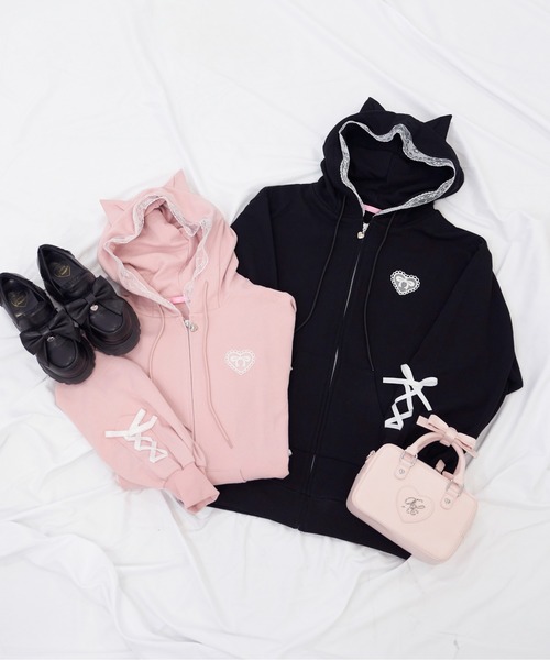 Honey Cinnamon（ハニーシナモン） パーカー ポイントレースねこ耳