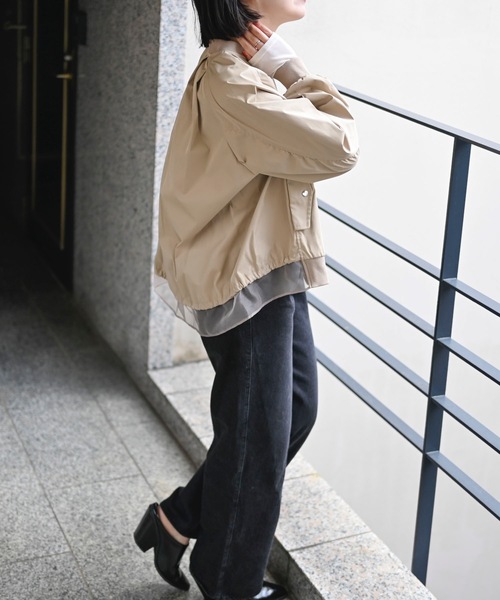 「＆HALF」 「noa-ge」ブルゾン L ネイビー レディース_画像4