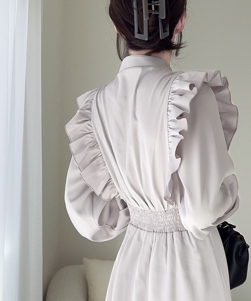 「mily bilet」 長袖ワンピース X-LARGE ネイビー レディース_画像6