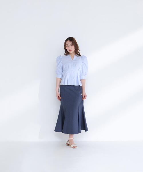 スカート ヘム切替マーメイドスカートの画像