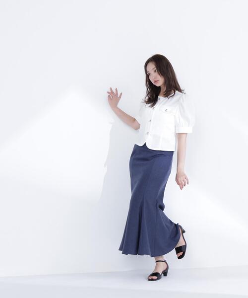 スカート ヘム切替マーメイドスカートの画像