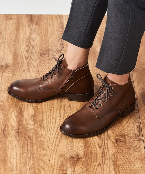 PADRONE パドローネ STUDIOUS別注 ブーツ ブラウン 26cm PADRONE（パドローネ） ブーツ 「PADRONE」別注 SIDE ZIP BOOTS サイド