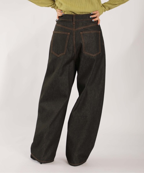 「1chaku.」 デニムパンツ L グリーン レディース_画像2