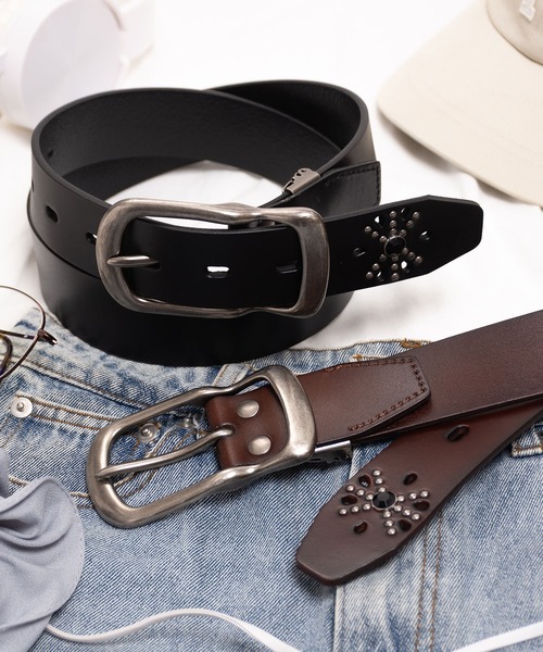 SVEC（シュベック） ベルト 40mm スタッズギャリソンベルト メンズ