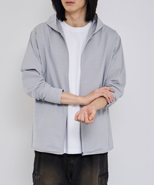 NAVY パーカー uvカット 冷感 「SARARI/サラリ」テックジョーゼットZIP