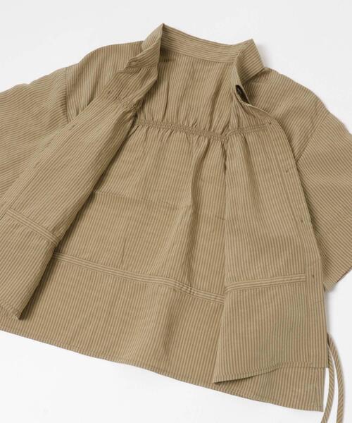ブラウス シャツ クロップドペプラムシャーリングシャツ レディースの画像
