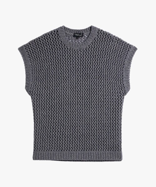 セーター ニット メンズ フィッシュネット コットン ノースリーブ ニット プルオーバー ”Cary メンズ