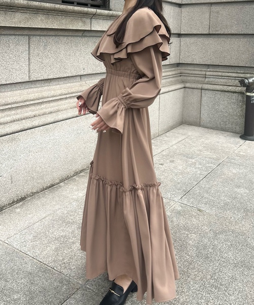 「junoah」 長袖ワンピース MEDIUM アイボリー レディース_画像6