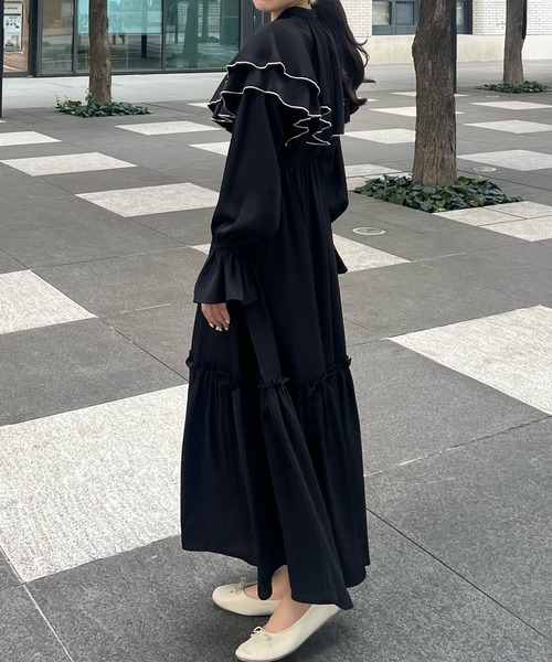 「junoah」 長袖ワンピース MEDIUM アイボリー レディース_画像8