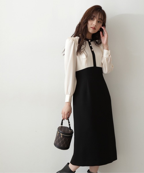 「PROPORTION BODY DRESSING」 長袖ワンピース MEDIUM ブラック レディースの画像