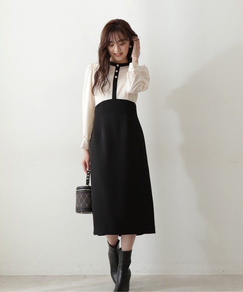 「PROPORTION BODY DRESSING」 長袖ワンピース MEDIUM ブラック レディースの画像