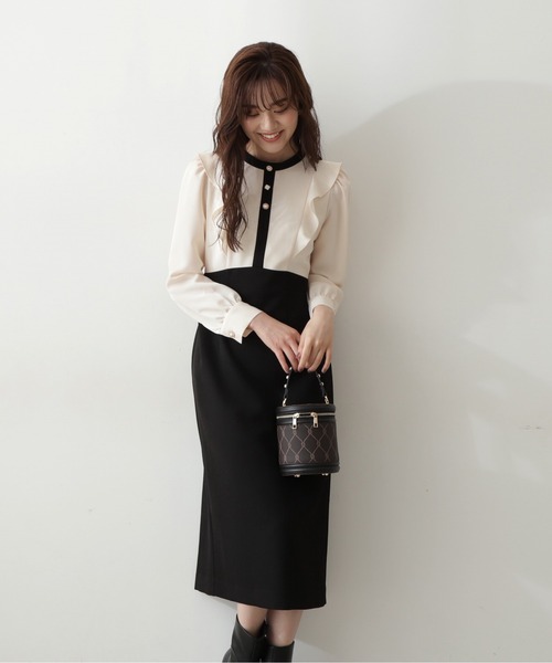 「PROPORTION BODY DRESSING」 長袖ワンピース MEDIUM ブラック レディースの画像