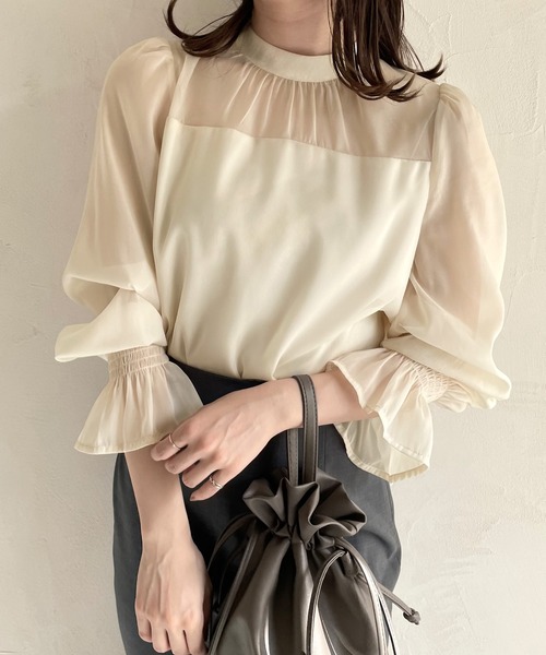 「junoah」 長袖ブラウス MEDIUM クリーム レディース_画像2