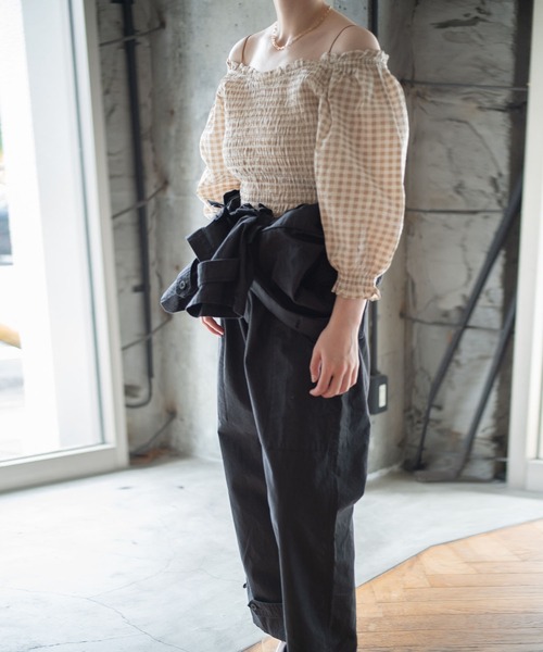 「gina tricot」 長袖ブラウス S ベージュ レディース_画像6