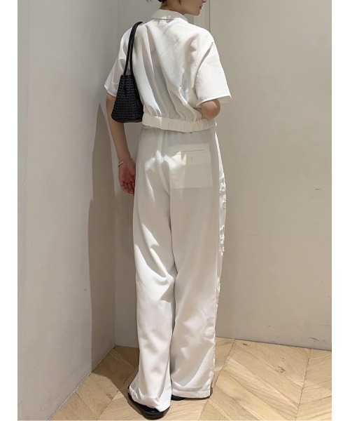 パンツ フラワーエンブロイダリータックパンツ レディースの画像