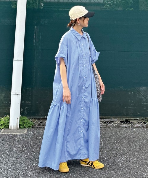 「CORNERS」 半袖ワンピース M ブラック×ホワイト レディース_画像5