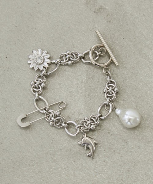 Rohwel アレルギー対応 ブレスレット Multi Charm Chain Bracelet