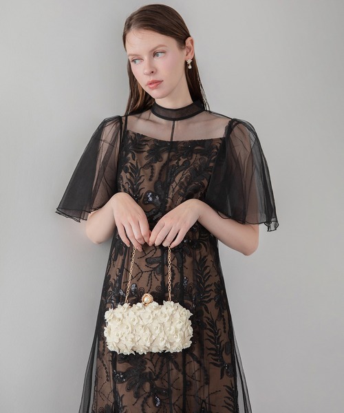 【美品】3点セットLeja ドレス Sサイズ バッグ パンプス付 結婚式 Leja（レジャ） 結婚式 ハンドバッグ 「LEJA」スパンコール3D