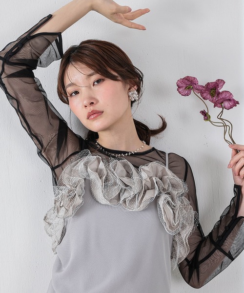 Kana パーティードレス ドレス 胸元フリルドレープIラインドレス2点