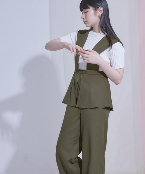 「miette」 オーバーオール FREE カーキ レディース_画像3
