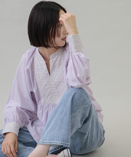 「URBAN RESEARCH Sonny Label」 長袖ブラウス FREE ブルー レディース_画像3