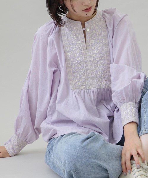 「URBAN RESEARCH Sonny Label」 長袖ブラウス FREE ブルー レディース_画像5