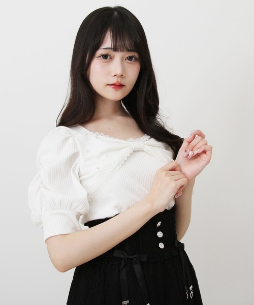 「DearMyLove」 半袖カットソー MEDIUM ホワイト レディース_画像4