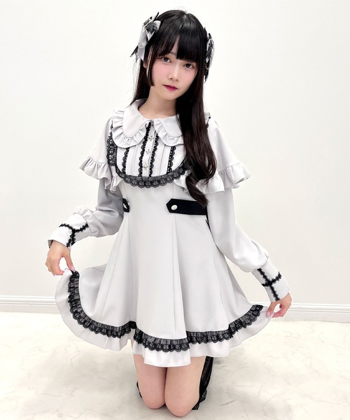 「DearMyLove」 長袖ワンピース MEDIUM ブルーグレー レディース_画像3