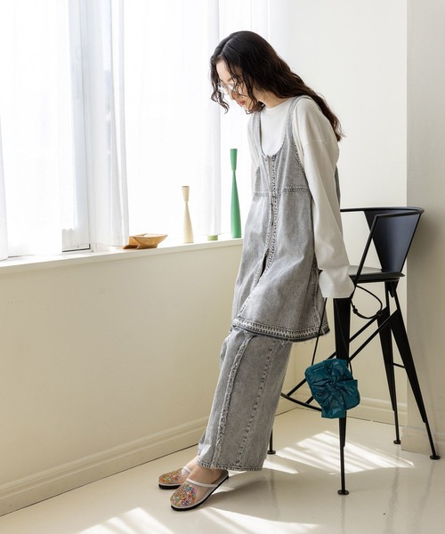 「niko and...」 デニムパンツ MEDIUM グレー レディース_画像4